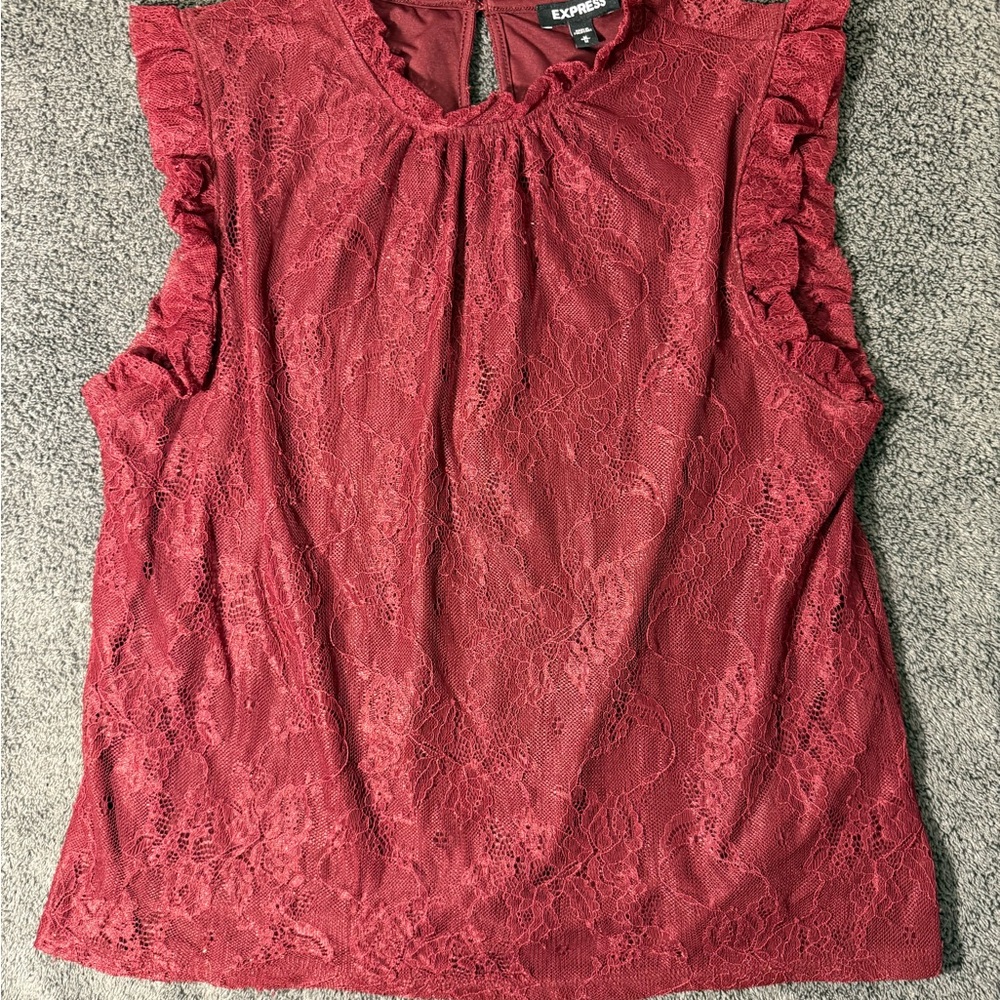 Express Women's Red Lace Top